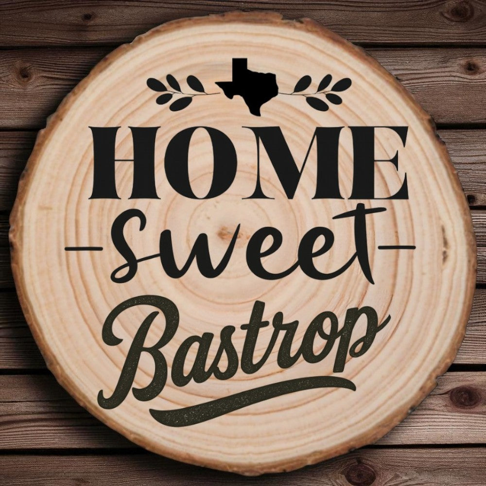 Home Sweet Bastrop Wood Slice Coaster from The Texas Gift Company
