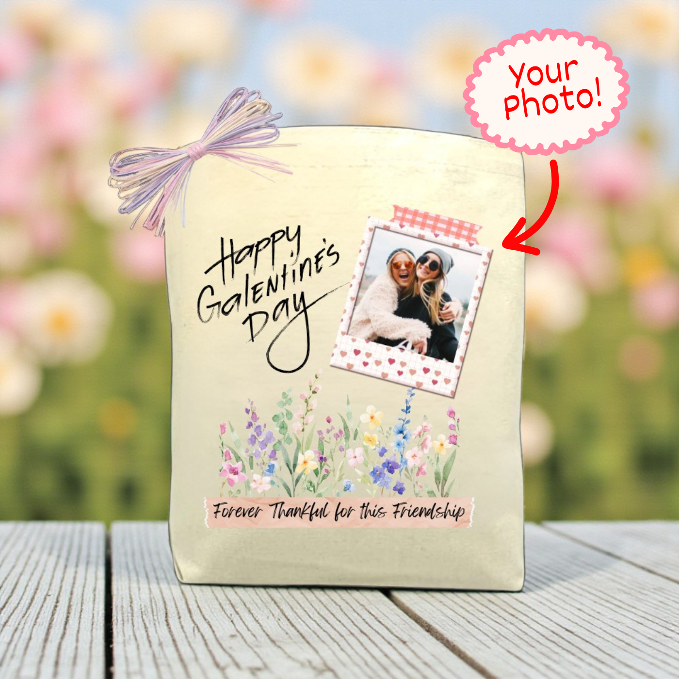 Design Your Own Happy Galentine’s Day Custom Photo Gift Tote