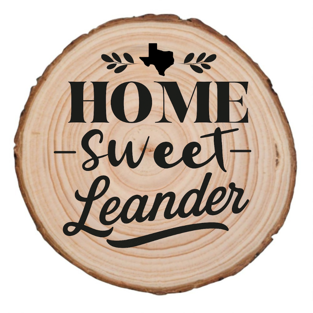 Home Sweet Leander Wood Slice Coaster from The Texas Gift Company — view 2
