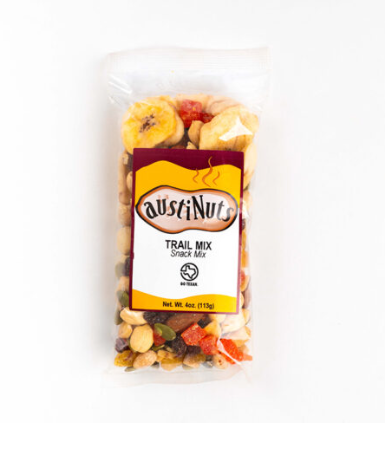 Austinuts trail mix packaged as a hearty Texas snack gift from The Texas Gift Company storefront