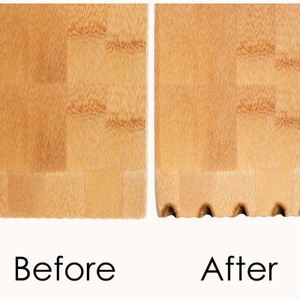 Wooden BBQ scraper being used on a grill grate as a practical Texas grilling gift from The Texas Gift Company storefront