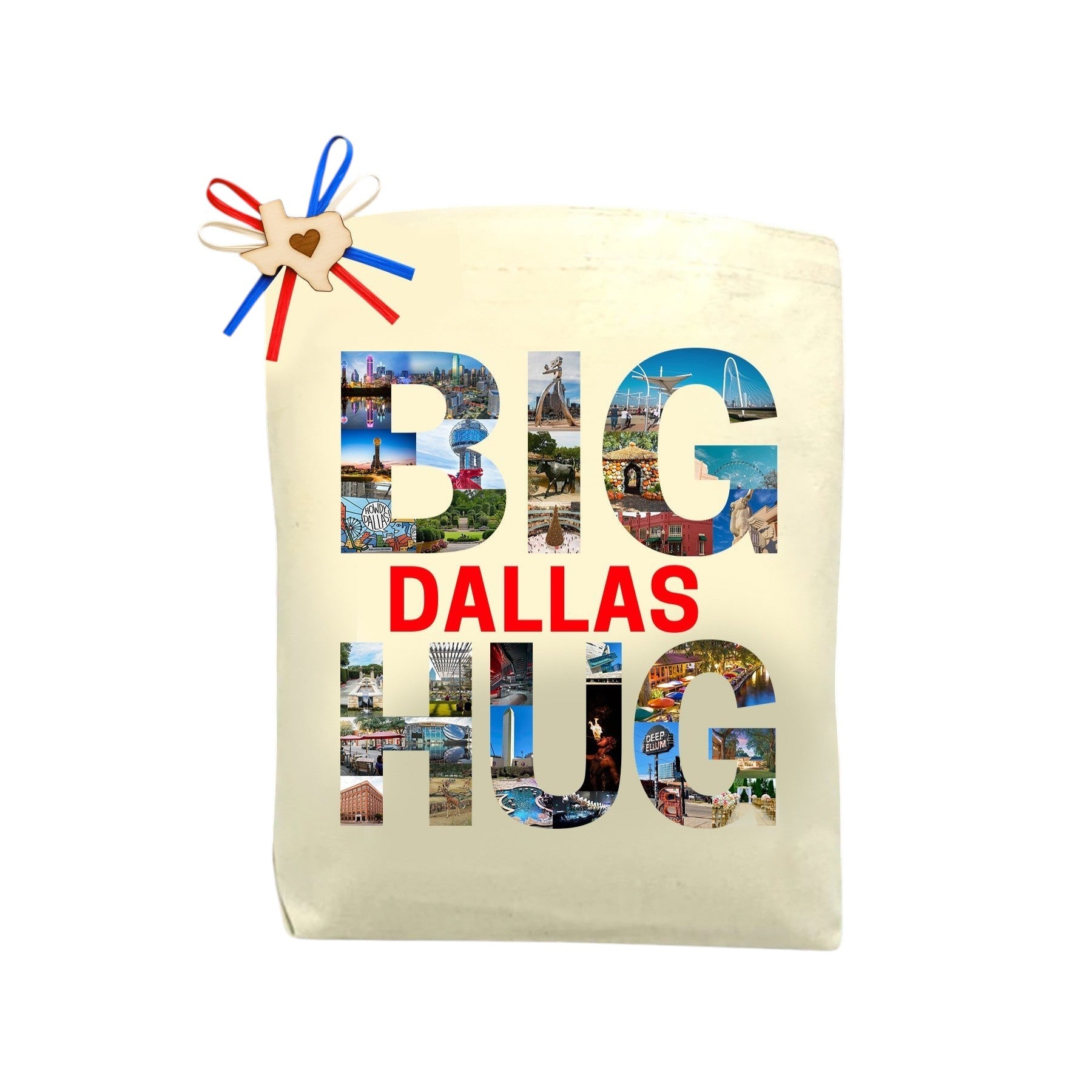Big Dallas Hug Tote Bag featured as a heartfelt Dallas-inspired Texas tote
