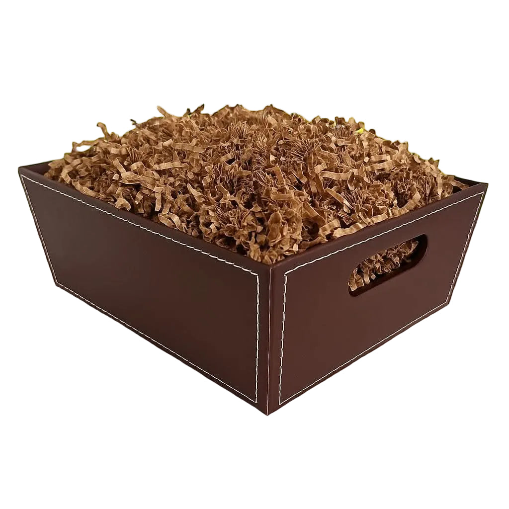 Brown market tray featured as a rustic serving and gift presentation tray