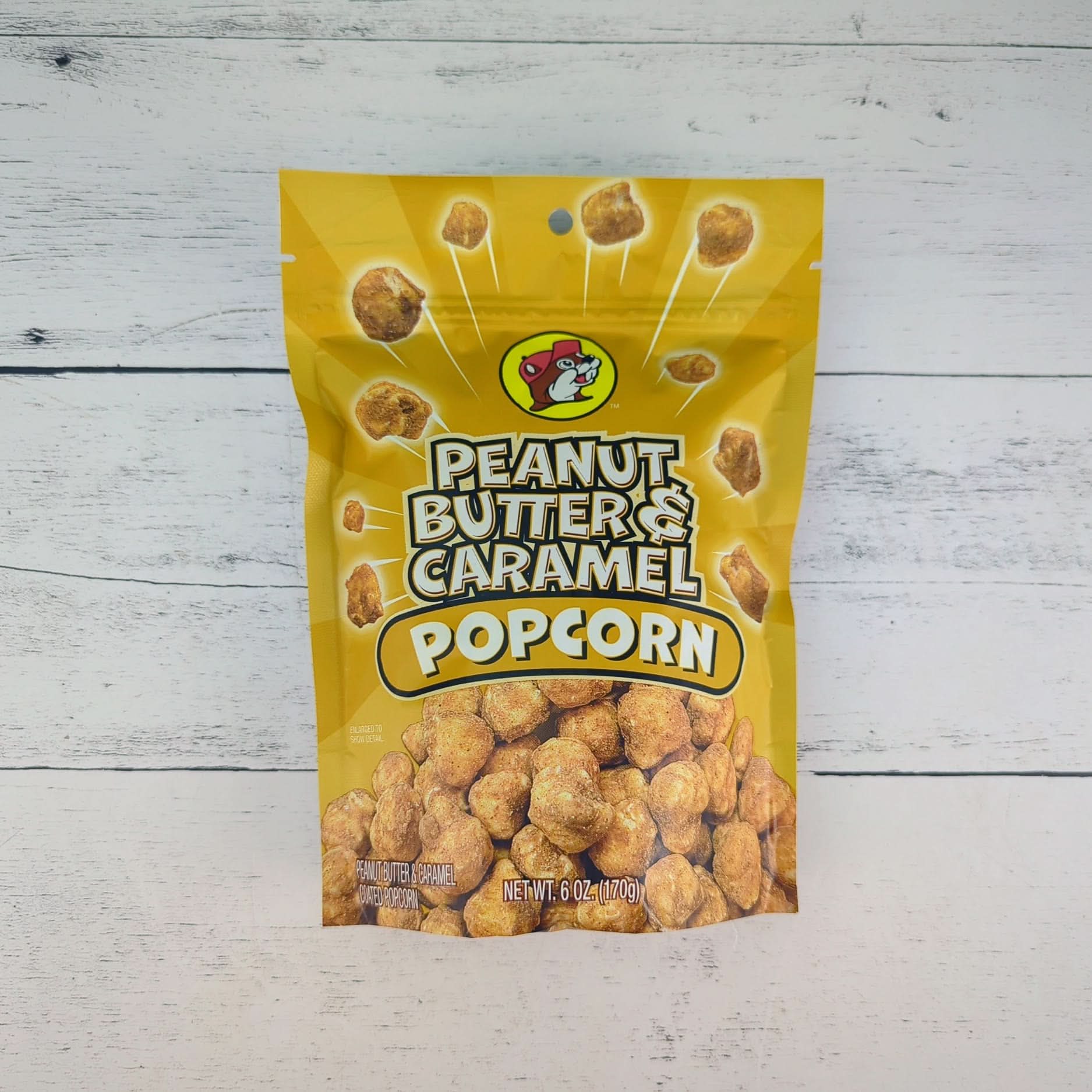Buc-ee’s peanut butter and caramel popcorn packaged as a sweet Texas snack gift from The Texas Gift Company storefront