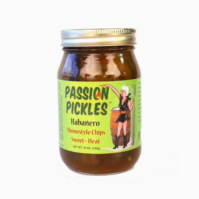 Cin Chili & Co. habanero passion pickles jar displayed as a sweet and spicy Texas gourmet pickle gift from The Texas Gift Company storefront