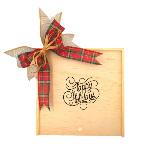 Happy Holidays Wooden Gift Box featured as a festive wooden holiday gift box