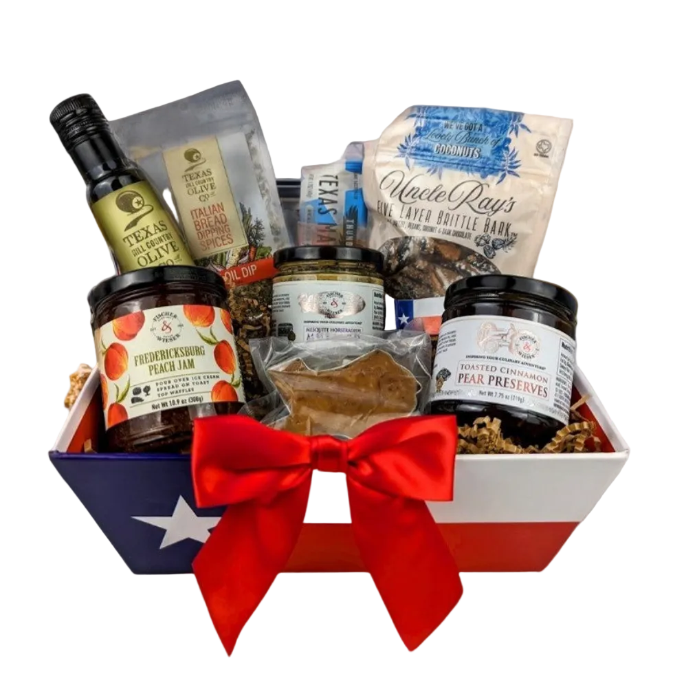 Hill Country gift box with seasonal Texas treats arranged for gatherings