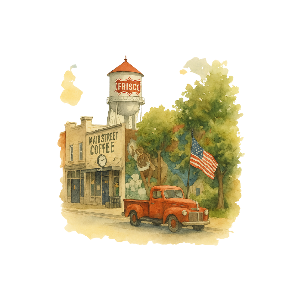 Historic Downtown Frisco Tote Bag shown inspired by local Frisco history