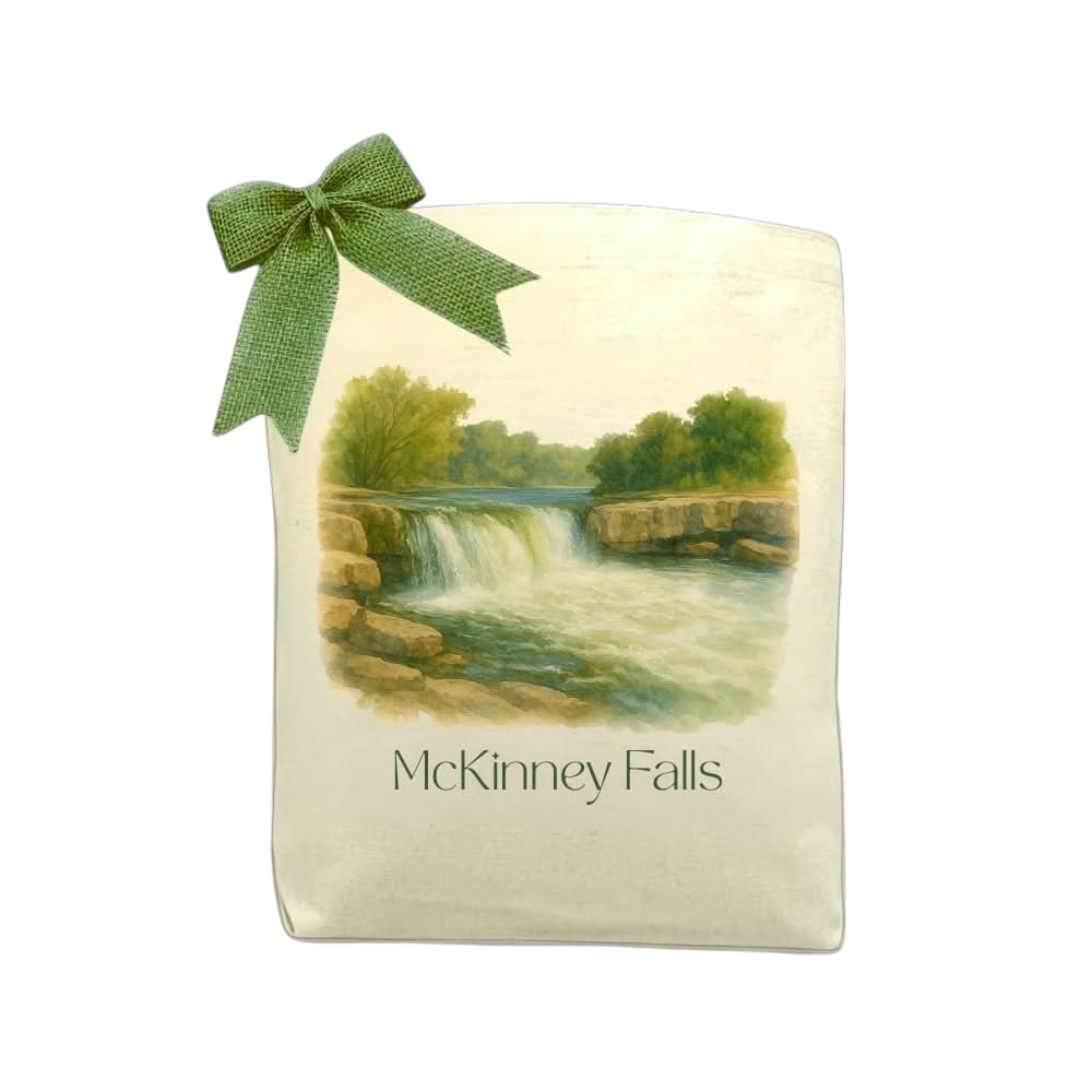 McKinney Falls Tote Bag featuring inspiration from a Texas natural landmark