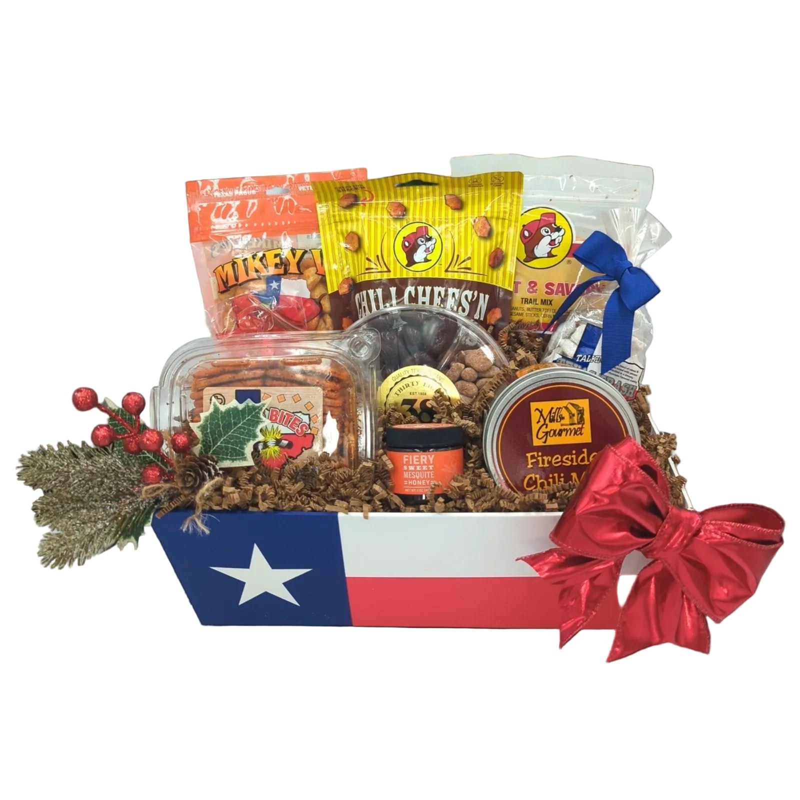 Merry Texmas Flavor Box filled with festive Texas-inspired treats arranged for holiday gifting