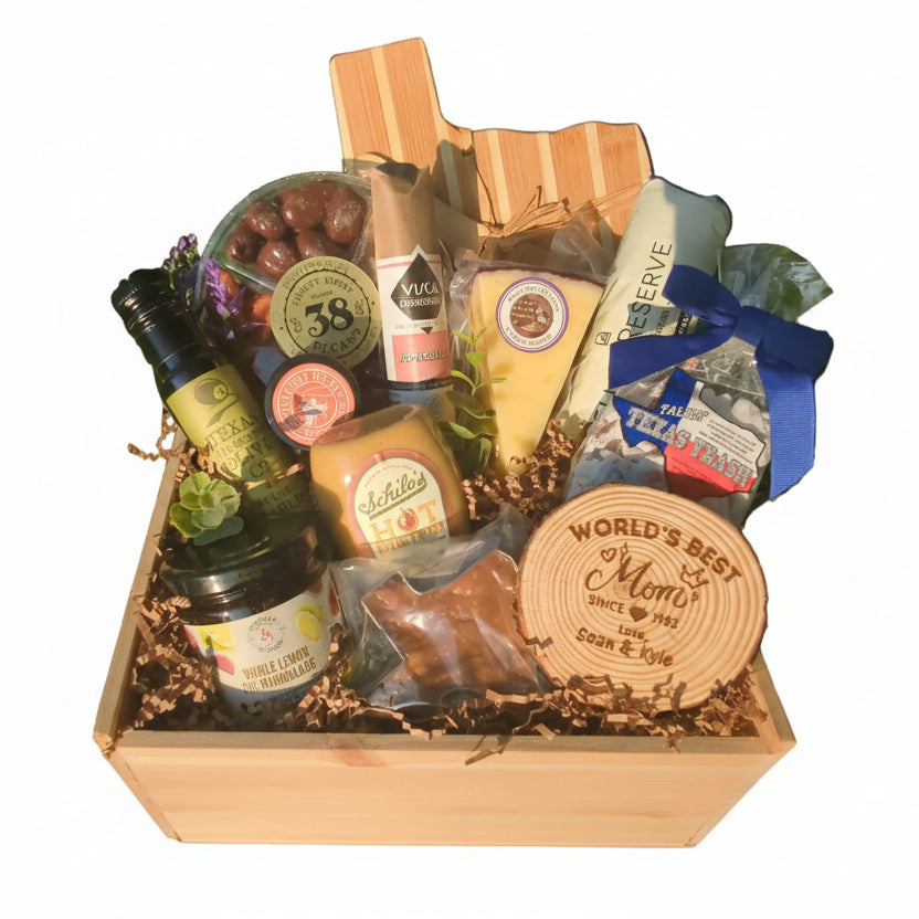 “Mom, We’re Awesome …” Mother’s Day Gift Box shown as a fun Texas gift celebrating mom