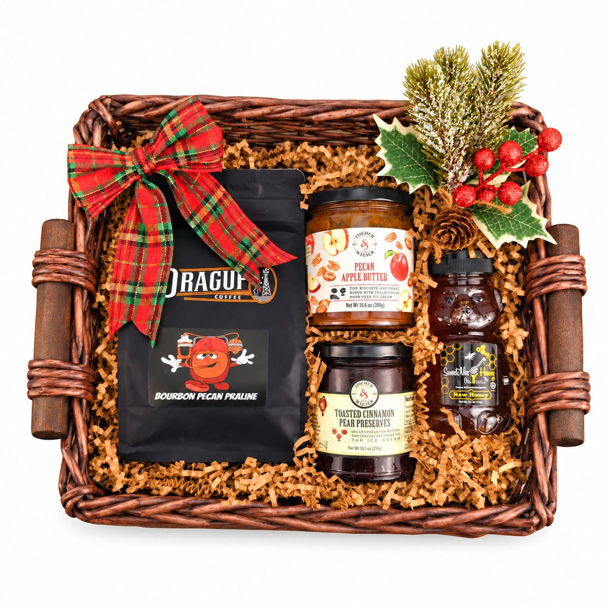 Pear & Pecan Pantry — approved square willow tray, white background