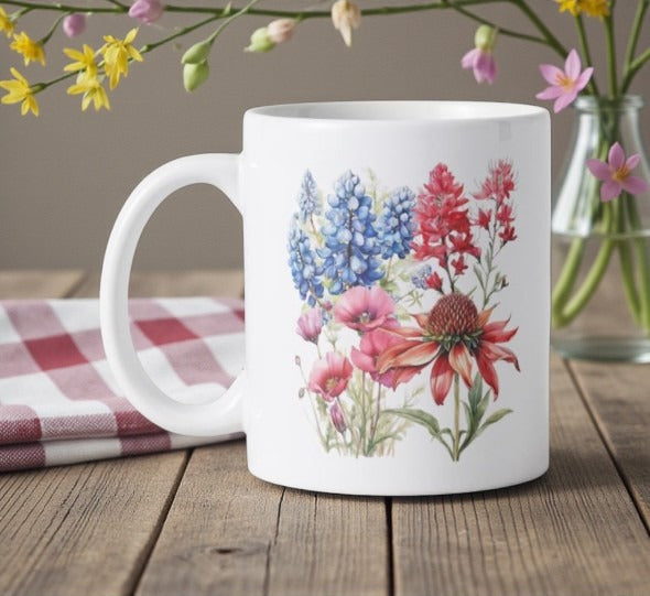 Texas Wildflower Symphony 15oz Mug for a Design Your Own gift from The Texas Gift Company
