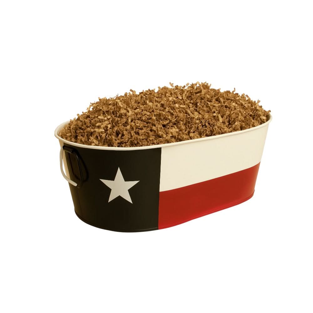 Texas Flag Metal Container shown with a classic Texas flag graphic on metal