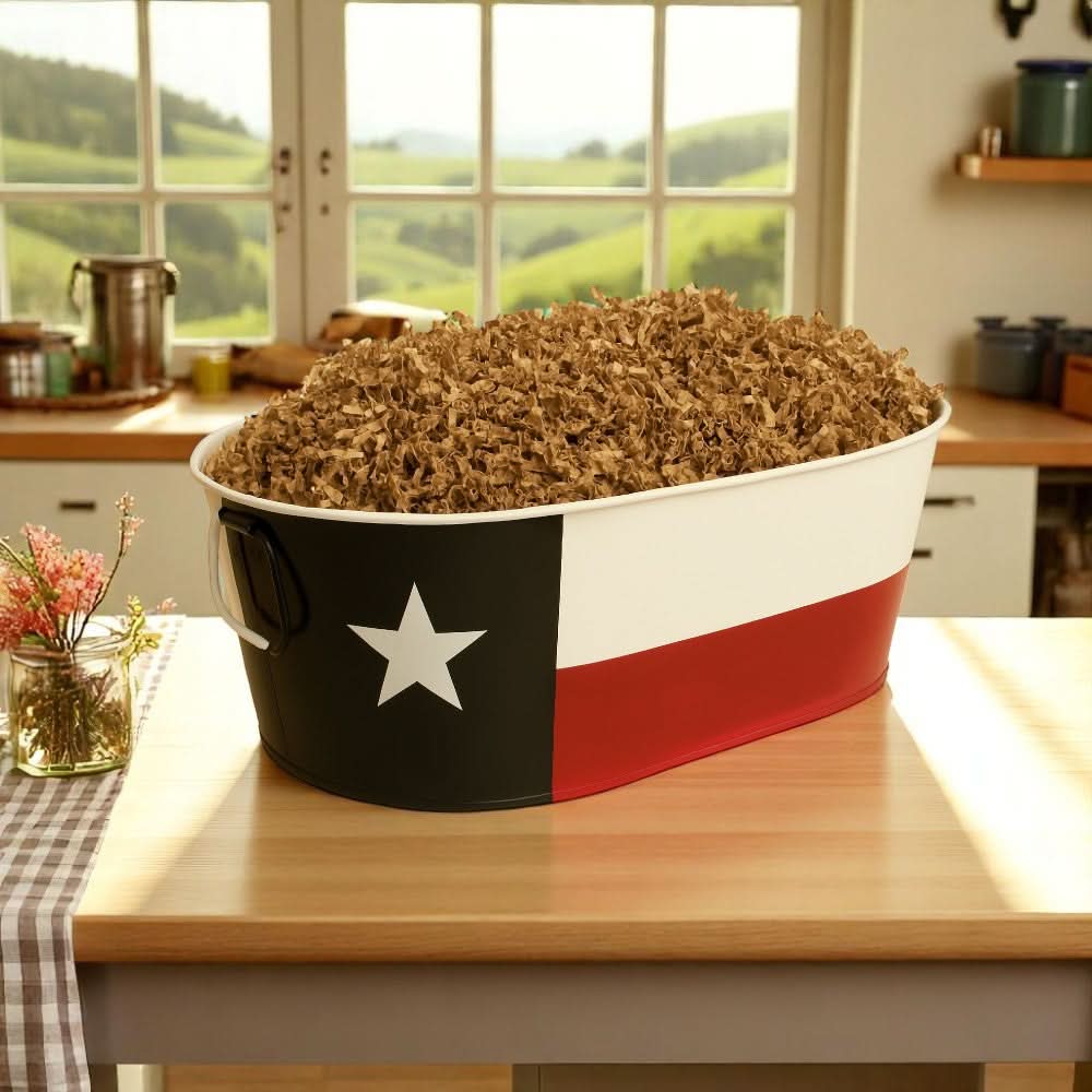 Texas Flag Metal Container featured as a bold Texas storage container with flag design