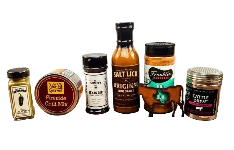 Texas Pitmaster BBQ Gift Basket displayed as an authentic Texas barbecue gift rooted in tradition