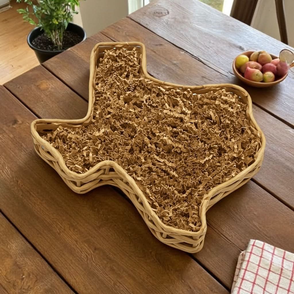 Texas Shaped Gift Basket featured in the iconic outline of the Lone Star State