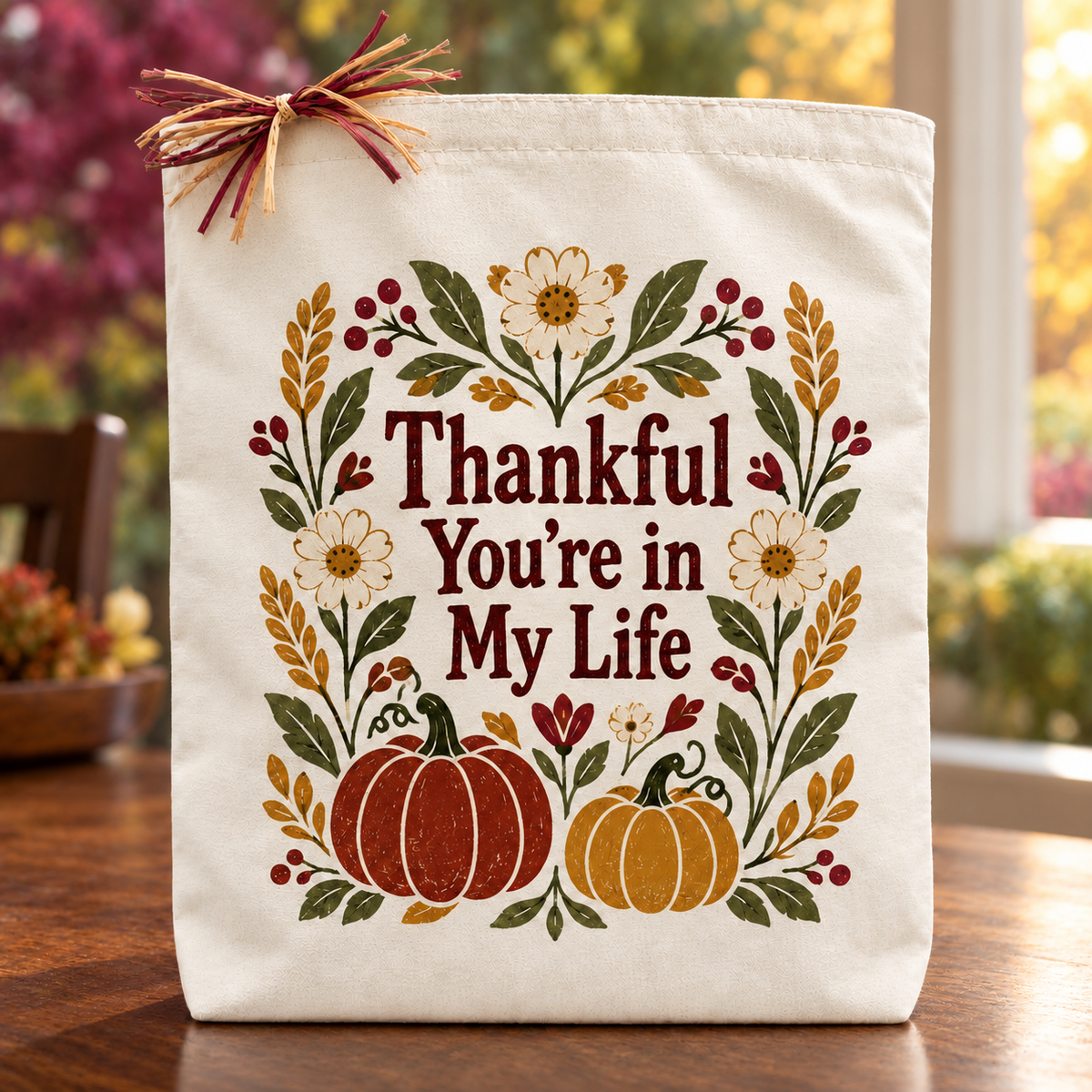 Design Your Own Thankful You're in My Life Fall Gift Tote