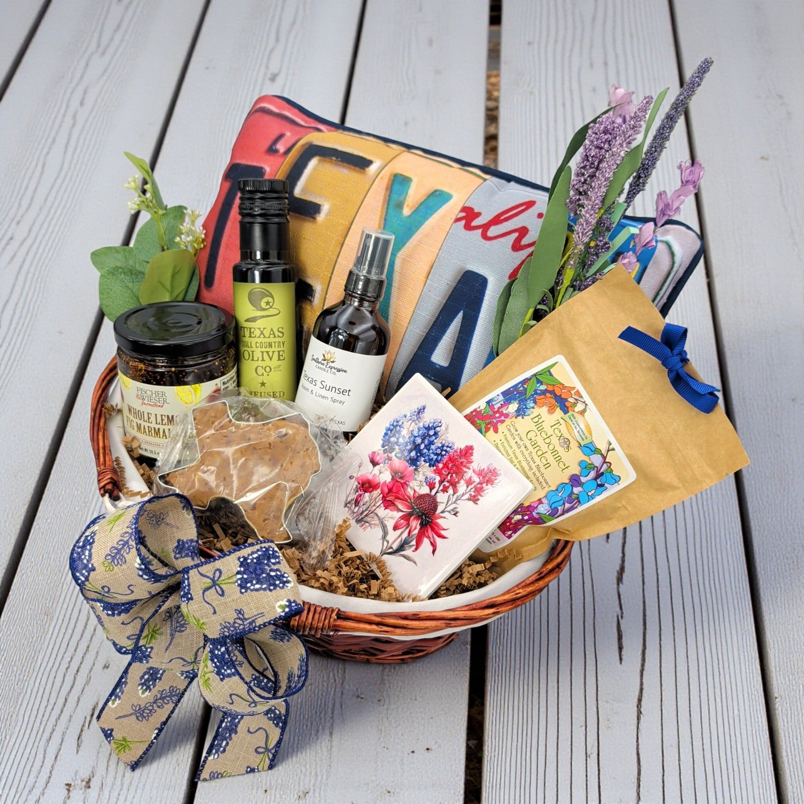 The Fredericksburg Homestead Basket shown as a signature Texas gift celebrating Hill Country heritage