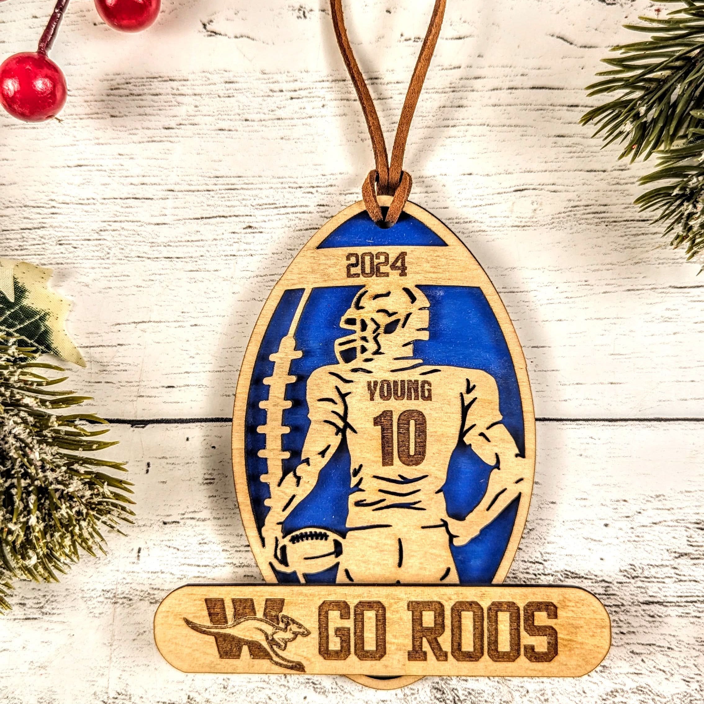 Weatherford ISD athletics custom ornament displayed as a personalized Texas school keepsake from The Texas Gift Company storefront