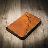 Bull Sheath Leather Western Vertical Wallet - Chestnut Brown