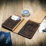 Bull Sheath Leather Federal Badge Wallet Small - Walnut