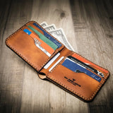 Bull Sheath Leather Big Bend Bifold Wallet - Chestnut Brown