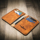 Bull Sheath Leather The Tyler Vertical Wallet - Chestnut Brown