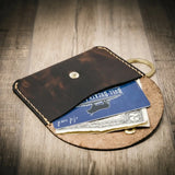 Bull Sheath Leather The Richmond Leather Keychain Wallet in Walnut Brown