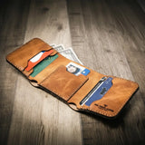 Bull Sheath Leather The Trinity Trifold Wallet - Saddle Tan