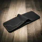 Bull Sheath Leather Western Bifold Wallet - Black