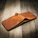 Bull Sheath Leather Western Bifold Wallet - Chestnut Brown