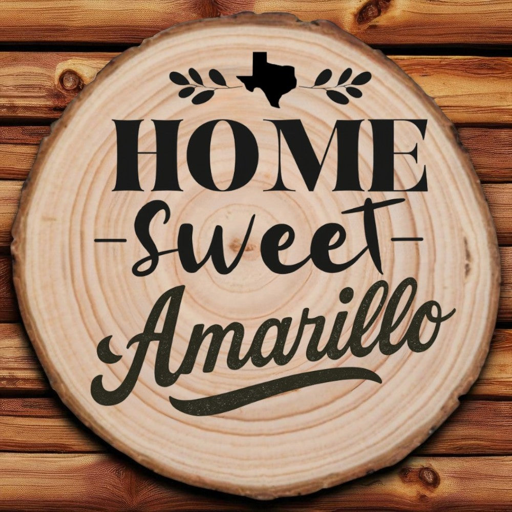 Home Sweet Amarillo Wood Slice Coaster from The Texas Gift Company