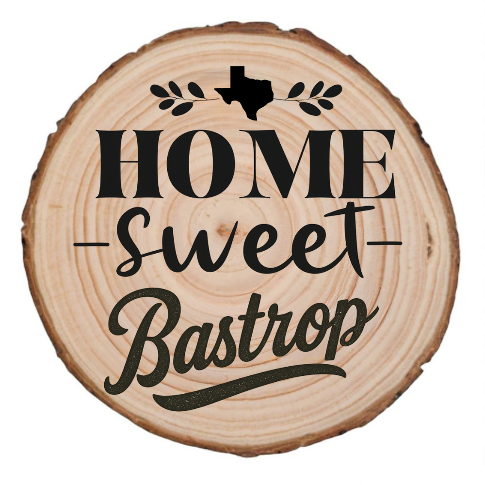 Home Sweet Bastrop Wood Slice Coaster from The Texas Gift Company — view 2