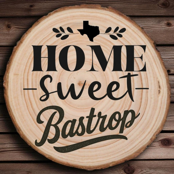 Home Sweet Bastrop Wood Slice Coaster
