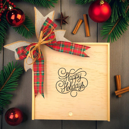 Design Your Own Happy Holidays Wooden Gift Box