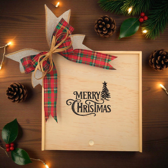 Design Your Own Merry Christmas Tree Wooden Gift Box