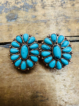 Gypsies and Cowgirls Turquoise cluster earrings