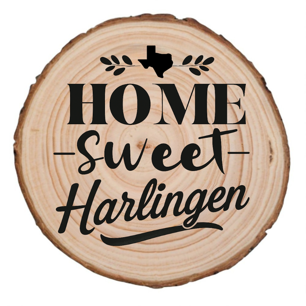 Home Sweet Harlingen Wood Slice Coaster from The Texas Gift Company — view 2