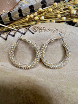 Gypsies and Cowgirls Clear Sparkle Medium Gold Hoops