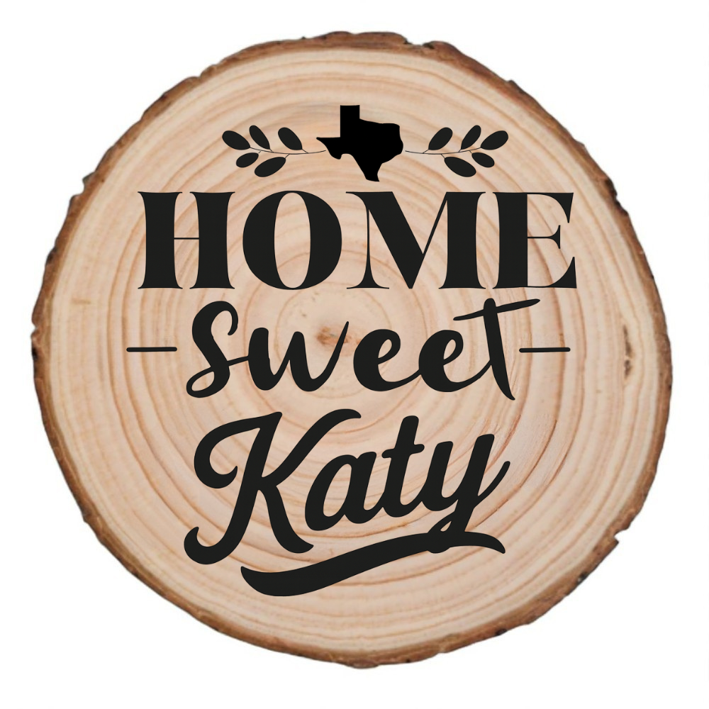 Home Sweet Katy Wood Slice Coaster from The Texas Gift Company — view 2