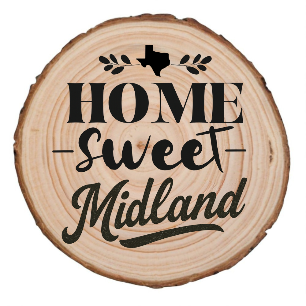 Home Sweet Midland Wood Slice Coaster from The Texas Gift Company — view 2
