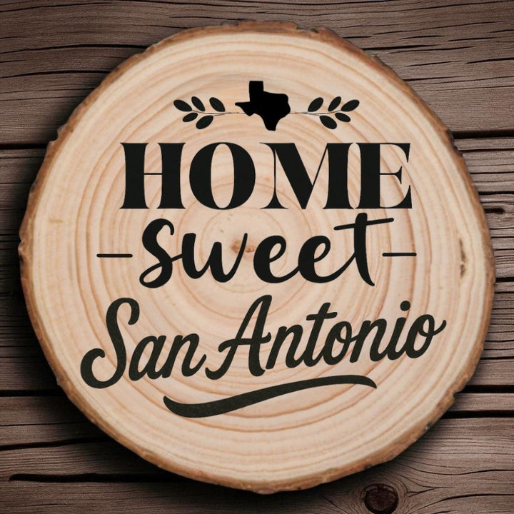 Home Sweet San Antonio Wood Slice Coaster