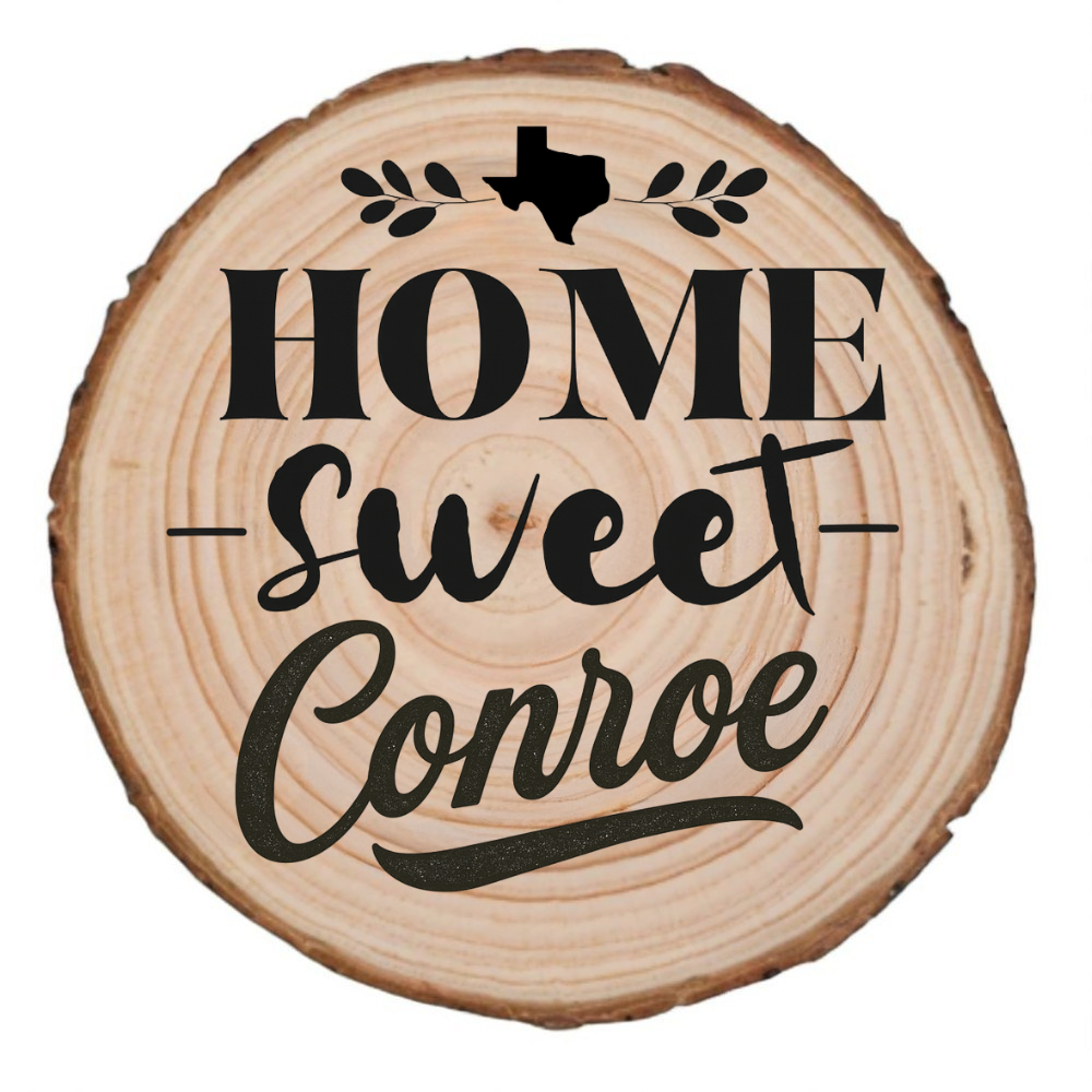 Home Sweet Conroe Wood Slice Coaster from The Texas Gift Company — view 2