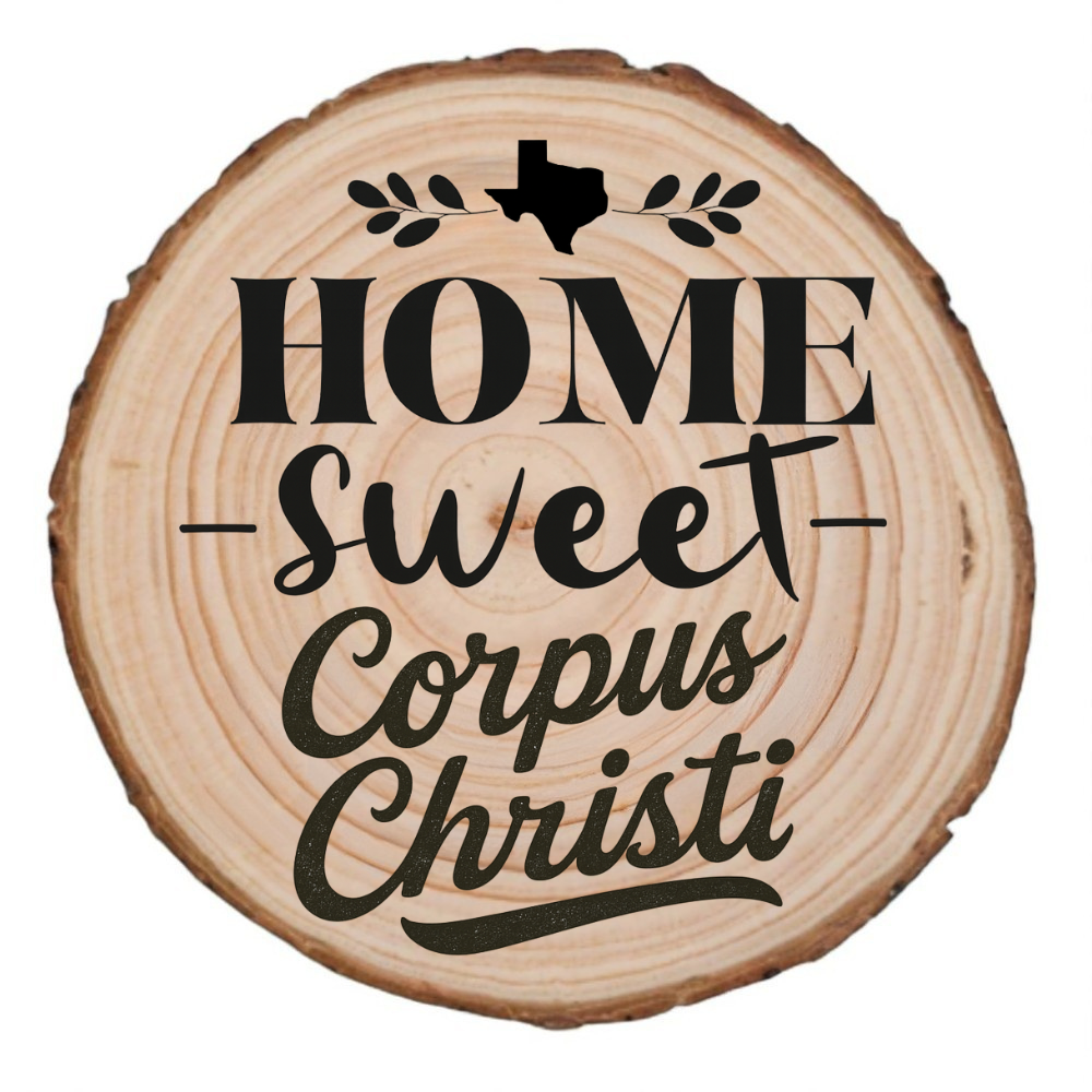 Home Sweet Corpus Christi Wood Slice Coaster from The Texas Gift Company — view 2
