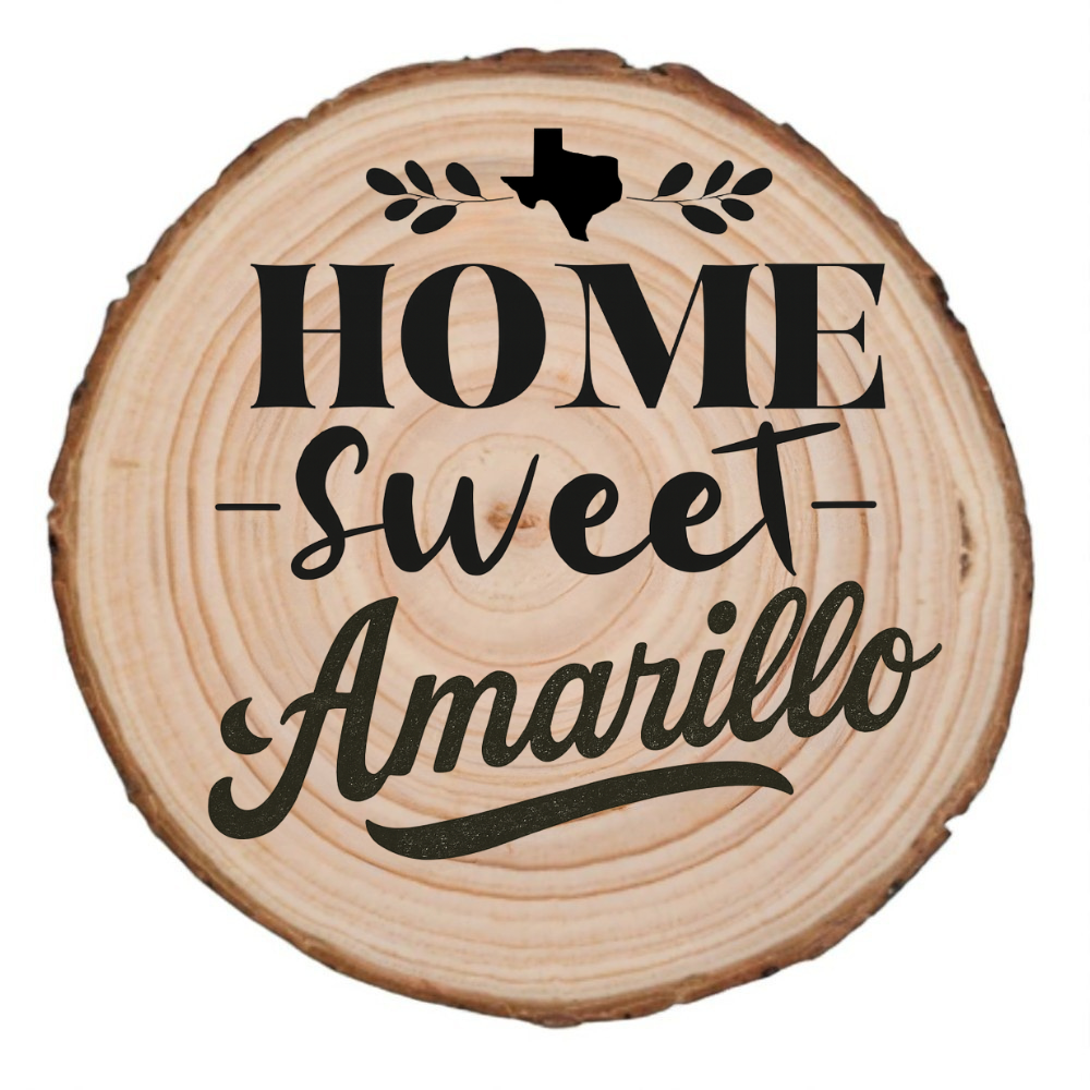 Home Sweet Amarillo Wood Slice Coaster from The Texas Gift Company — view 2