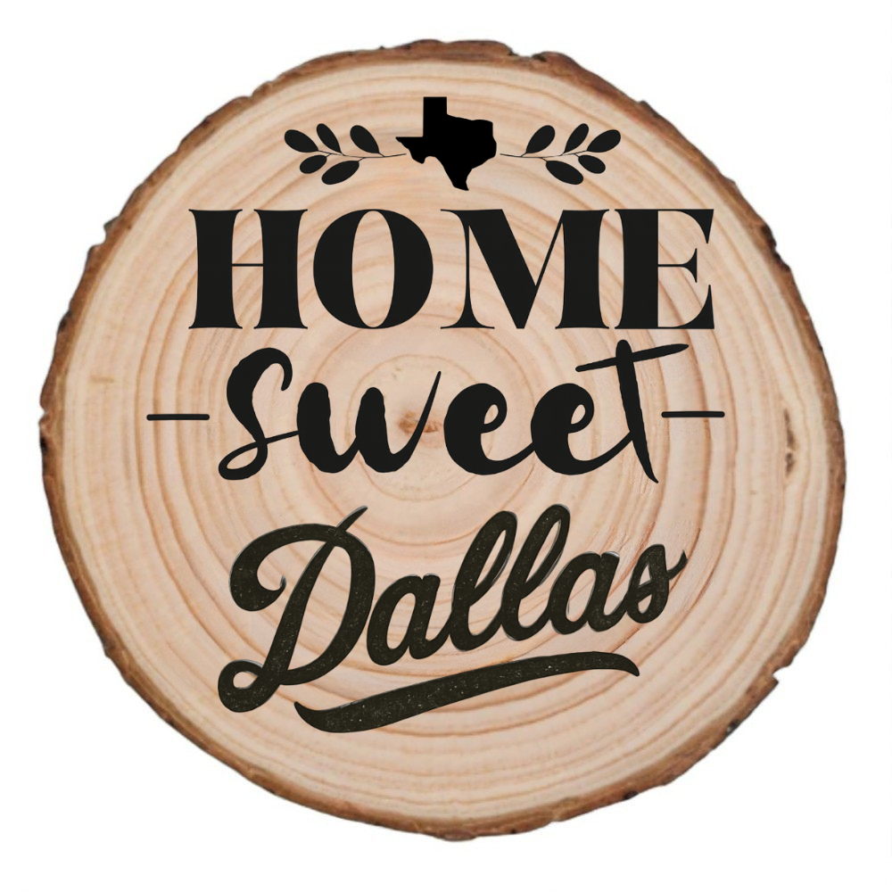 Home Sweet Dallas Wood Slice Coaster from The Texas Gift Company — view 2