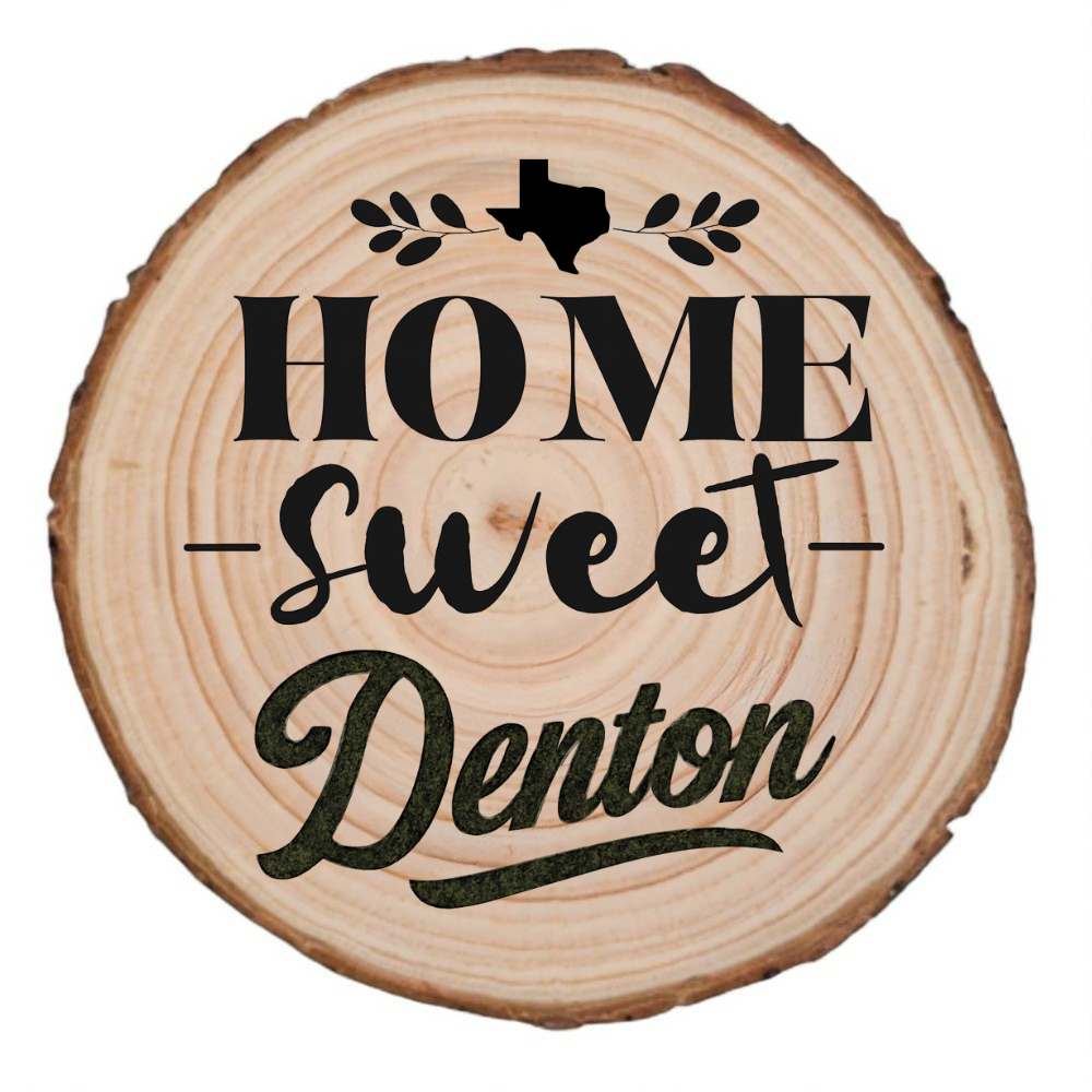 Home Sweet Denton Wood Slice Coaster from The Texas Gift Company — view 2