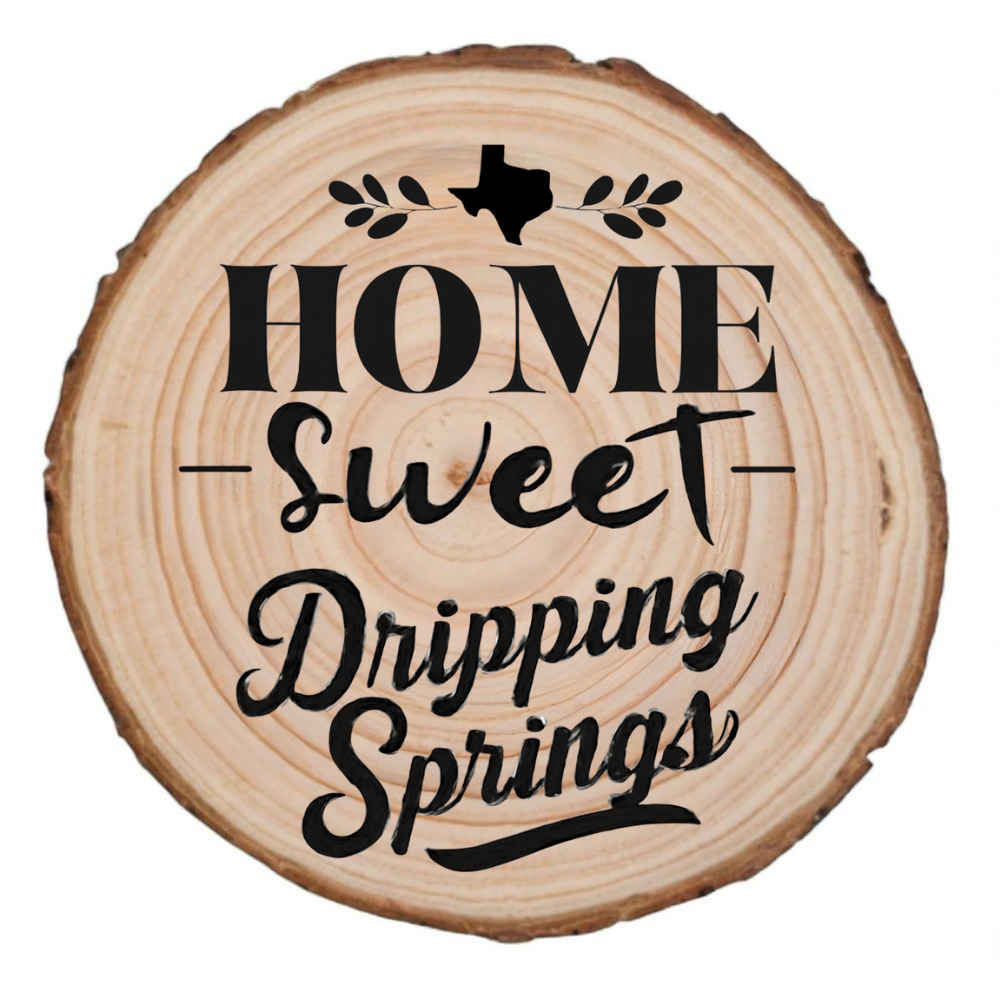 Home Sweet Dripping Springs Wood Slice Coaster from The Texas Gift Company — view 2