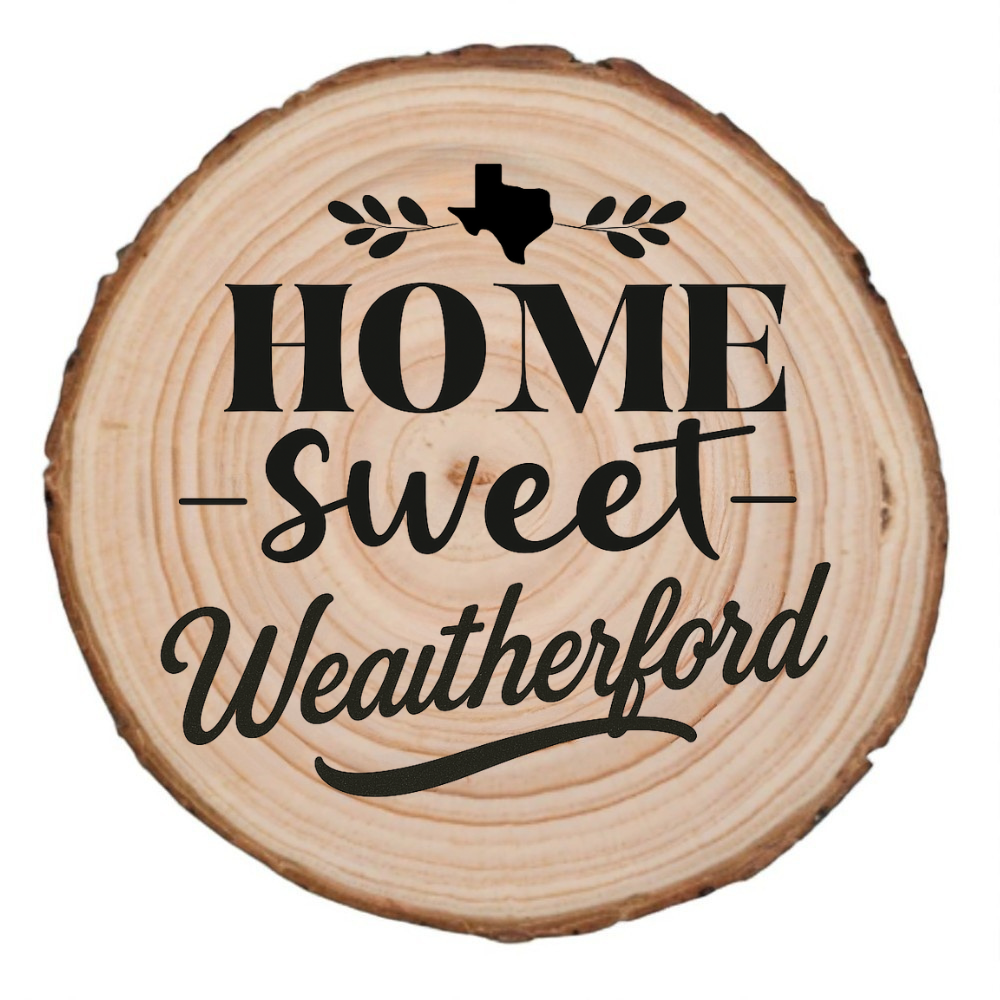 Home Sweet Weatherford Wood Slice Coaster from The Texas Gift Company — view 2